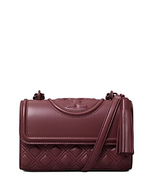 Tory Burch Fleming Small Convertible Shoulder Bag Albarossa In Wine/silver