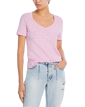 Shop Atm Anthony Thomas Melillo Short Sleeve V-neck Tee In Misty Mauve