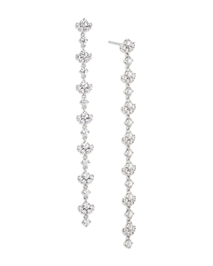 NADRI LONG LINEAR DROP EARRINGS IN 18K GOLD PLATED OR RHODIUM PLATED