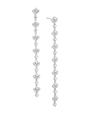 Nadri Long Linear Drop Earrings in 18K Gold Plated or Rhodium Plated