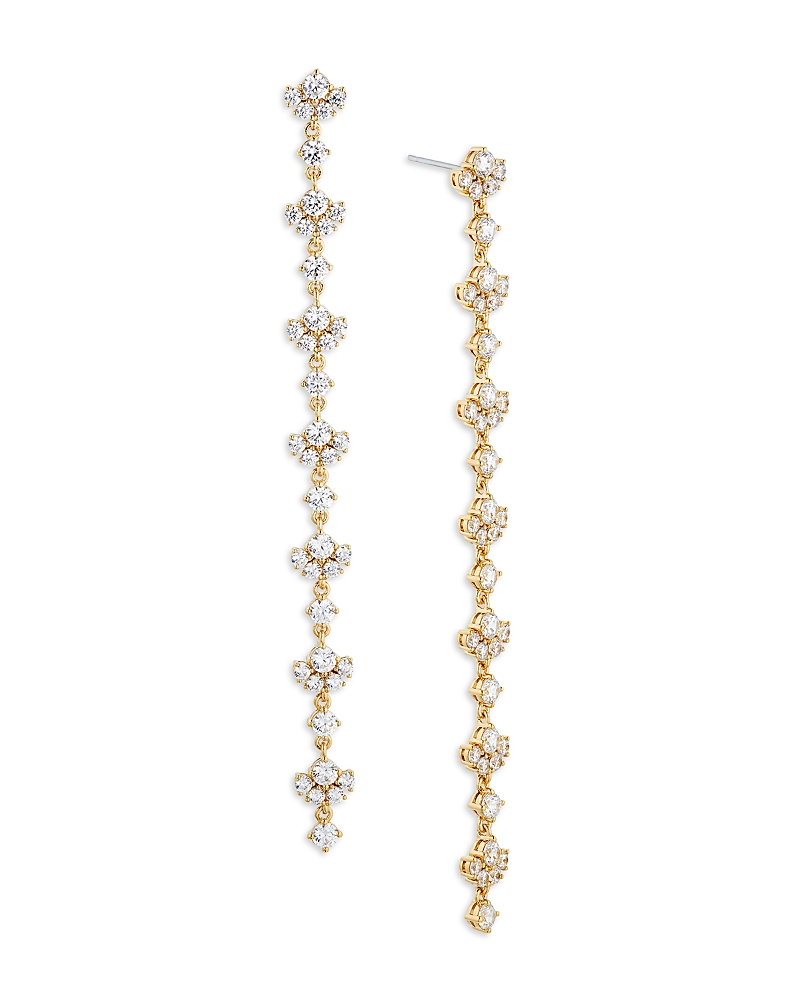 NADRI LONG LINEAR DROP EARRINGS IN 18K GOLD PLATED OR RHODIUM PLATED