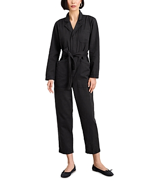 Shop Alex Mill Cropped Long Sleeve Jumpsuit In Black