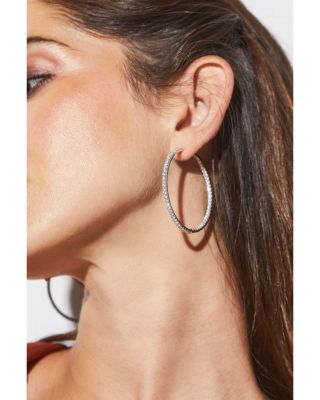 Pav&eacute; Inside Out Hoop Earrings in 18K Gold Plated or Rhodium Plated 