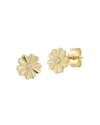 Moon & Meadow - 14K Yellow Gold Diamond Daisy Stud Earrings