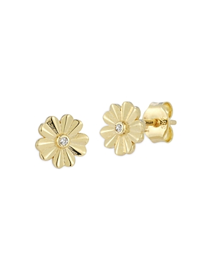 Moon & Meadow 14K Yellow Gold Diamond Daisy Stud Earrings