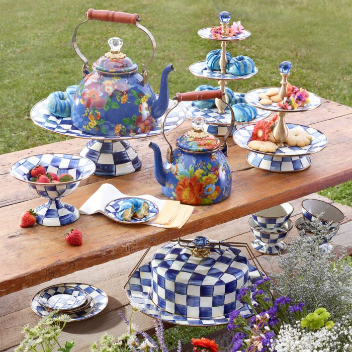 Royal Check Enamel Two Tier Sweet Stand
