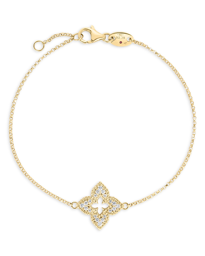 Roberto Coin 18K Yellow Gold Venetian Princess Floral Diamond Station Bracelet