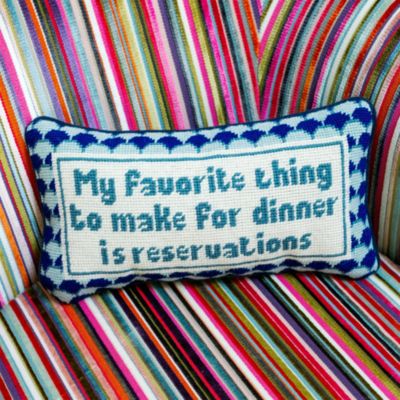 Reservations Needlepoint Decorative Pillow