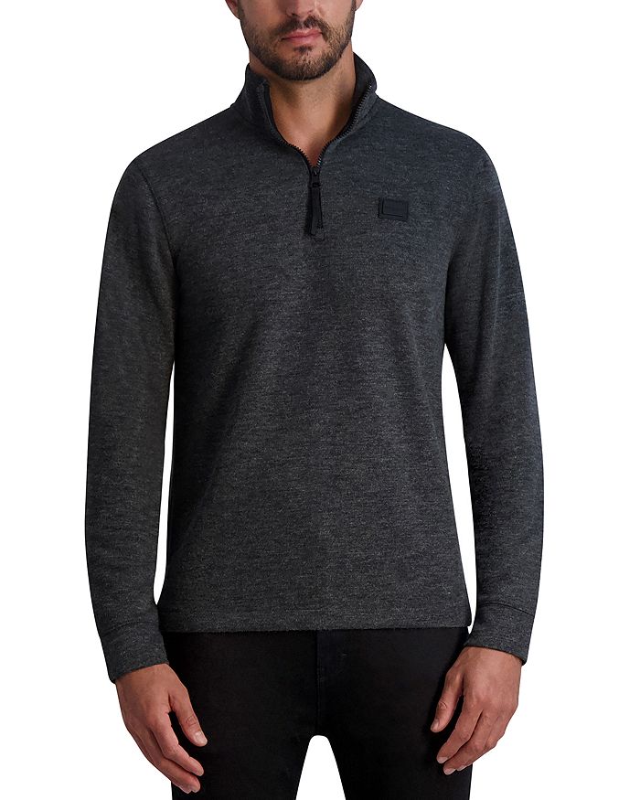 KARL LAGERFELD PARIS Brushed Slim Fit Quarter Zip Mock Neck Sweatshirt