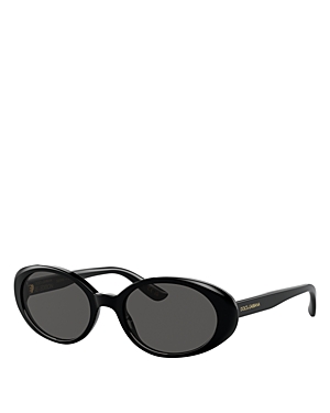 Shop Dolce & Gabbana Oval Sunglasses, 52mm In Black/gray Solid