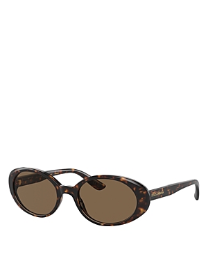 Shop Dolce & Gabbana Oval Sunglasses, 52mm In Havana/brown Solid