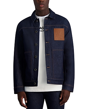 Karl Lagerfeld Paris Slim Fit Raw Denim Logo Patch Jacket