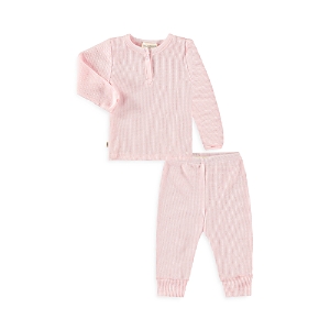 Paigelauren Girls' Thermal Henley Tee & Trousers Set - Baby In Light Pink