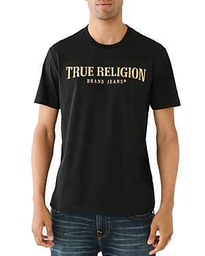 Shop True Religion Short Sleeve Gold Arch Logo Tee In Jet Black