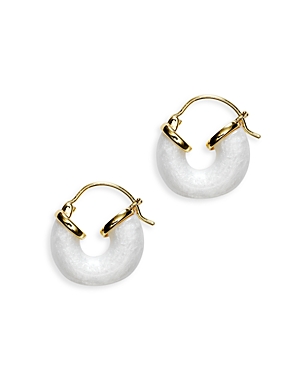 Shop Anni Lu Petit Swell Hoop Earrings In 18k Gold Plated In White