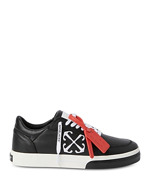 Shop Off-white Men's Low Vulcanized Lace Up Sneakers In Black/silver