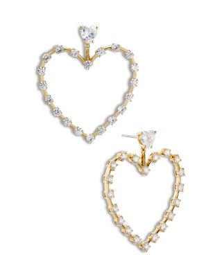 Nadri - Embellished Heart Drop Earrings in 18K Gold Plated