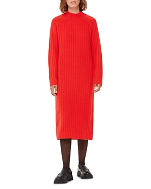 Shop Whistles Ribbed Knit Midi Sweater Dress In Red