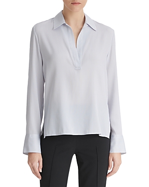Shop Vince Classic Johnny Collar Shirt In Sky Graphic