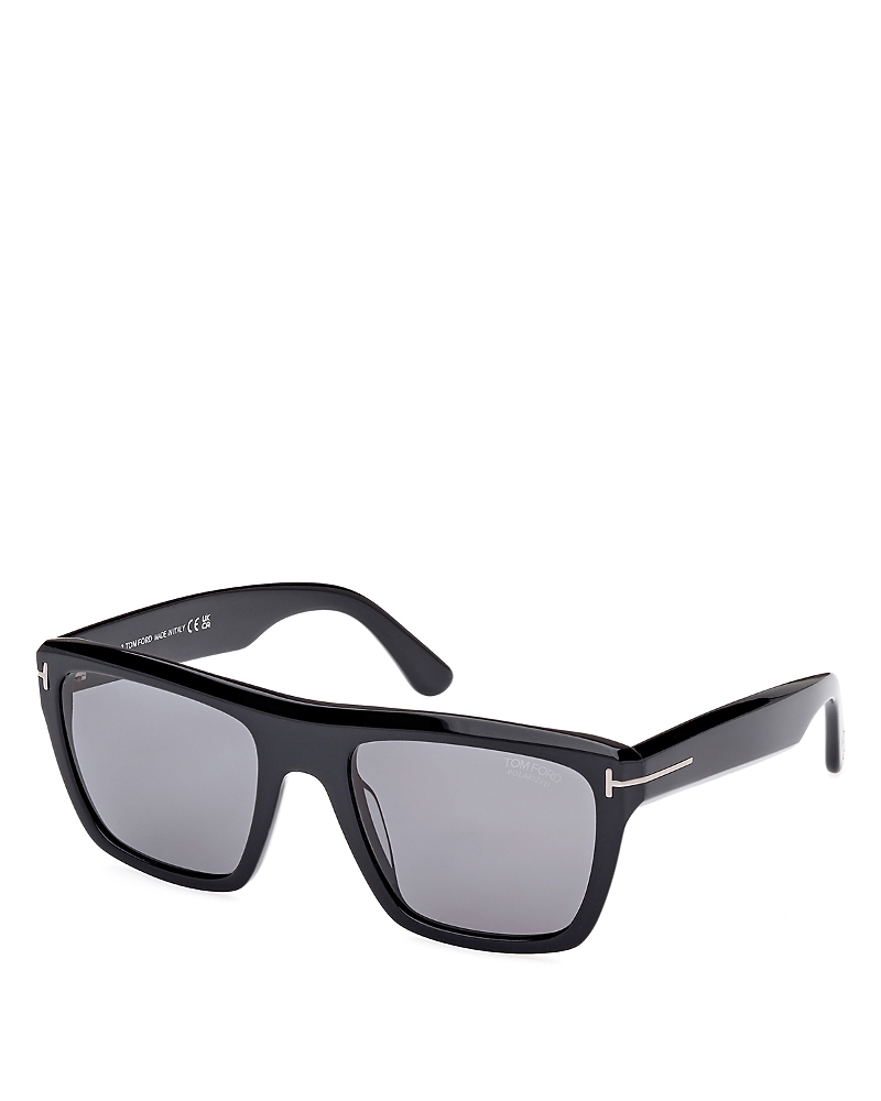 Tom Ford Polarized Square Sunglasses, 55mm In Black/gray Polarized Solid