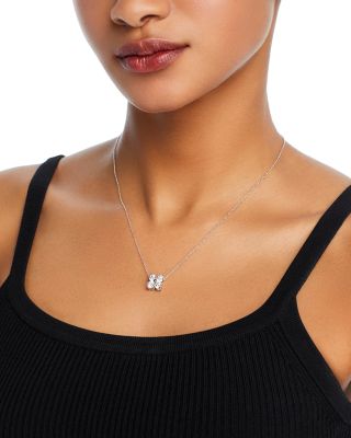 Diamond Flower Pendant Necklace in 14K White Gold, 2.0 tcw