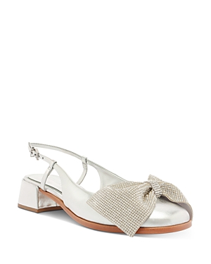 Shop Schutz Women's Dorothy Crystal Bow Slingback Pumps In Silver