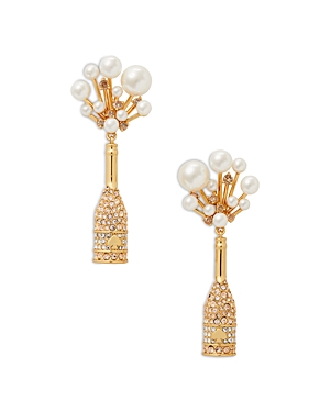 Kate Spade Champagne Bottle Drop Earrings In Gold/white