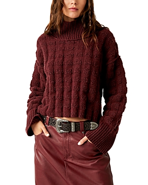 Shop Free People Care Fp Soul Searcher Mock Neck Sweater In Wine Heather
