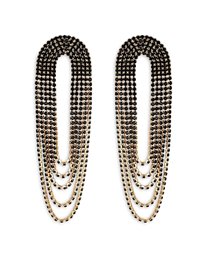 Shop Ettika Draped Arc Fringe Earrings In 18k Gold Plated In Black