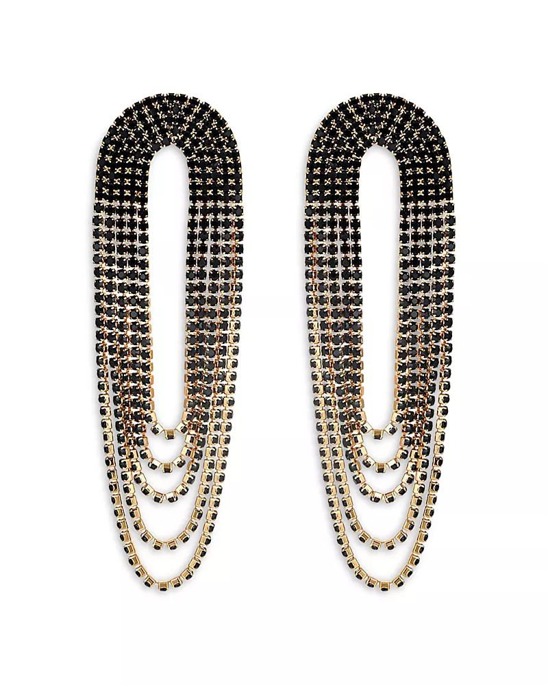 Ettika Draped Arc Fringe Earrings in 18K Gold Plated