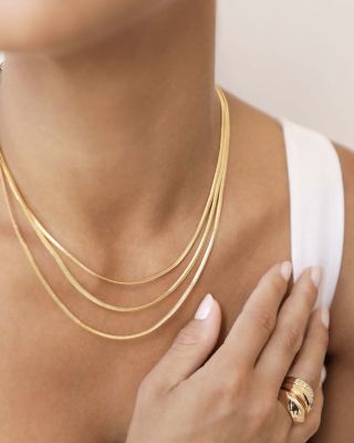 Triple Flex Snake Chain Necklace in 18K Gold Plated, 13&amp;quot; 