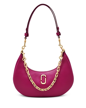 Shop Marc Jacobs The J Marc Curve Shoulder Bag In Lipstick Pink/gold