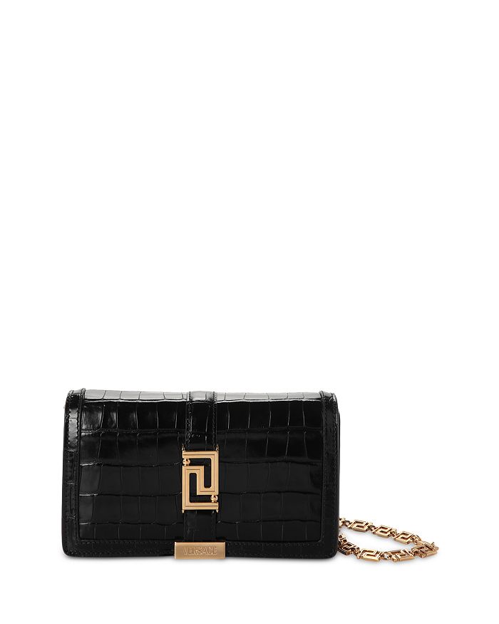 Versace Parfums Black and Gold Purse Clutch Wristlet Convertible Crossbody  Bag