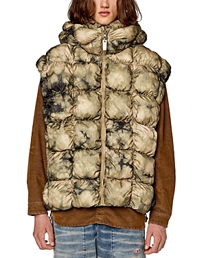 Diesel W-Ralle-Sl Dyed Quilted Full Zip Hooded Puffer Vest