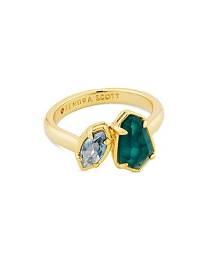Kendra Scott Alexandria Cocktail Ring In 14k Gold Plated In Gold/teal Green