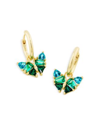 Blair Gold Butterfly Huggie Earrings in White Crystal