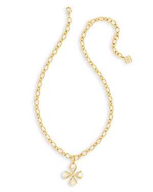 Shop Kendra Scott Everleigh Cultured Freshwater Pearl Pendant Necklace In 14k Gold Plated, 19 In Gold White Pearl