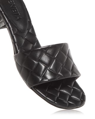 サンダル・ミュール BOTTEGA VENETA AMY EMBOSSED LEATHER SLIDE SANDALS Bottega Veneta Women's Amy Block Heel Slide Sandals
