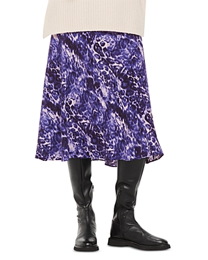 Whistles Glossy Leopard Bias Skirt In Purple/multi
