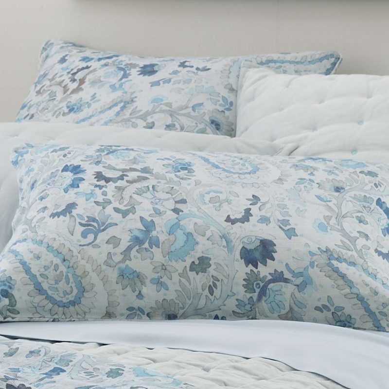 Annie Selke Ines Linen Standard Sham In Blue