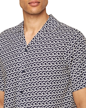 Shop Orlebar Brown Hibbert Lacuna Button Front Short Sleeve Shirt In Midnight Navy