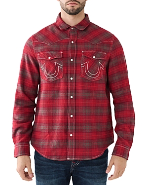 Shop True Religion Big T Western Plaid Regular Fit Button Down Shirt In Cabernet Jester