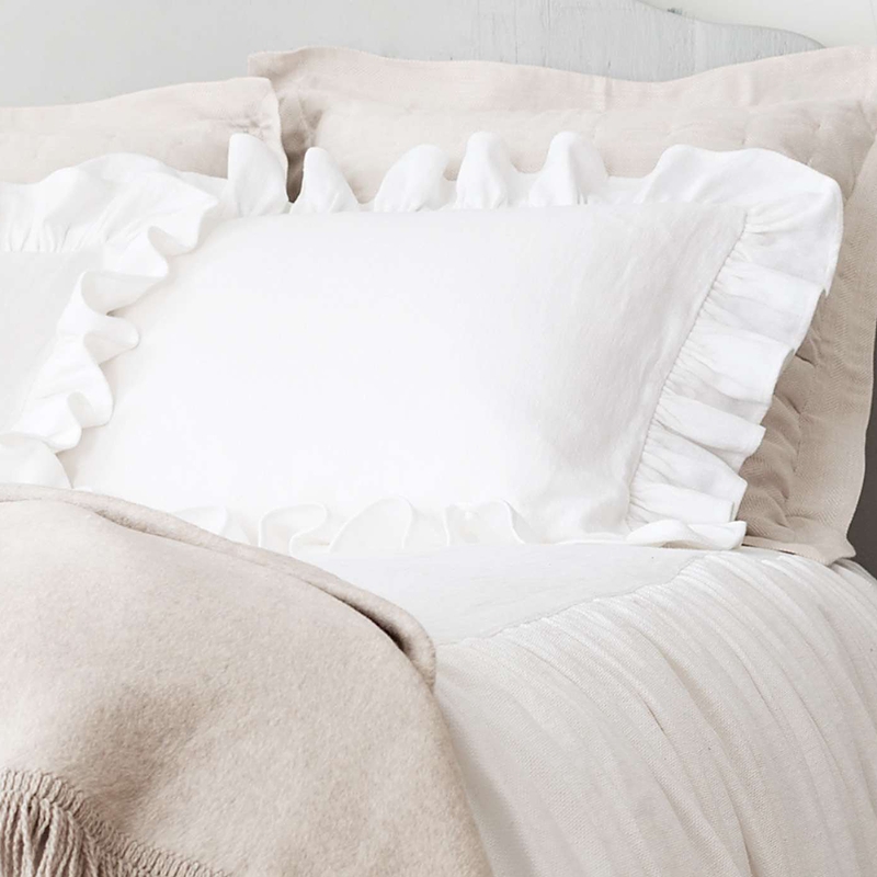 Annie Selke Wilton Ruffle Sham, Euro In White