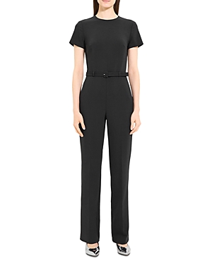 Shop Theory Crewneck Tailored Jumpsuit In Black