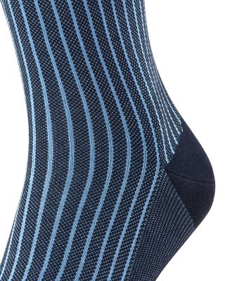 Mercerized Cotton & Nylon Two Tone Stripe Jacquard Dress Socks
