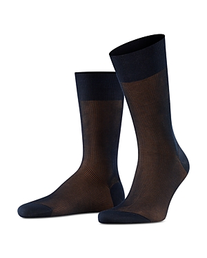 Falke Mercerized Cotton & Nylon Two Tone Shadow Effect Dress Socks In Brown