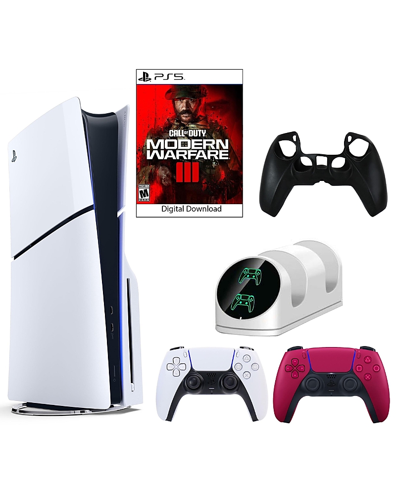 Sony PS5 Cod Console with Extra Red Dualsense Controller, Dual Charging Dock and Silicone Sleeve