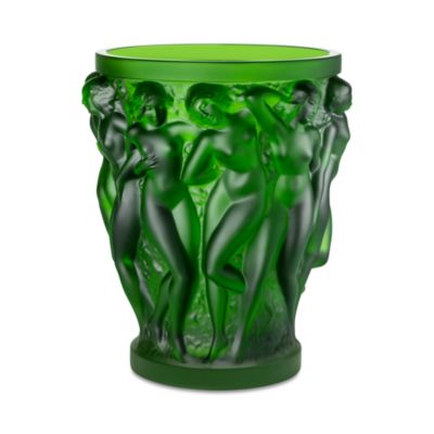 Lalique - Large Bacchantes Crystal Vase, Amazon Green