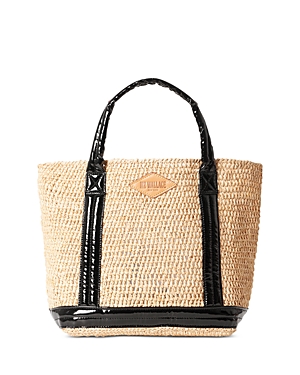 Mz Wallace Small Raffia Tote In Black Lacquer