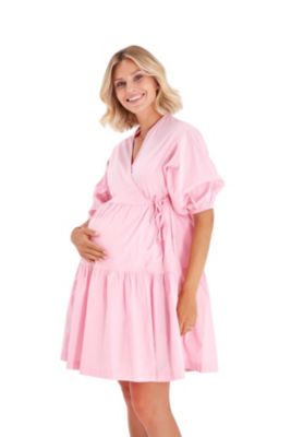 Waterfall Tie Waist A-Line Maternity/Nursing Wrap Dress